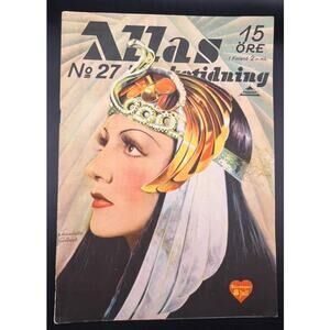RARE Gorgeous 1934 Swedish Claudette Colbert Cleopatra Magazine Boom Town, Zaza